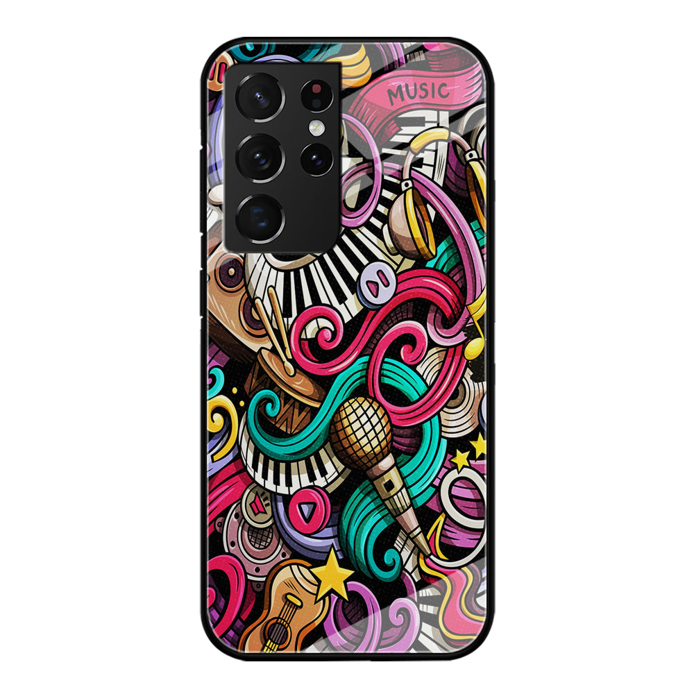 Music Doodle Art Samsung Galaxy S23 Ultra Case-Phone Case-Tempered Glass Case-Altracase