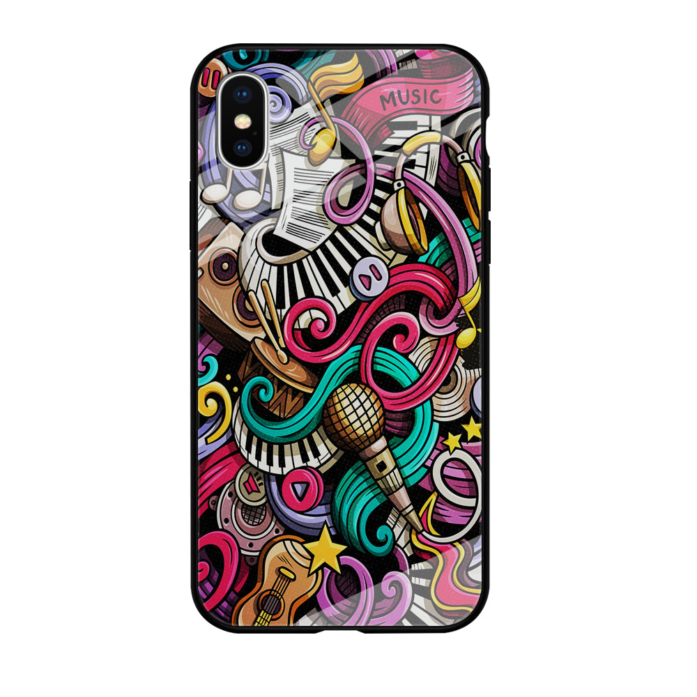 Music Doodle Art iPhone Xs Case-Phone Case-Tempered Glass Case-Altracase