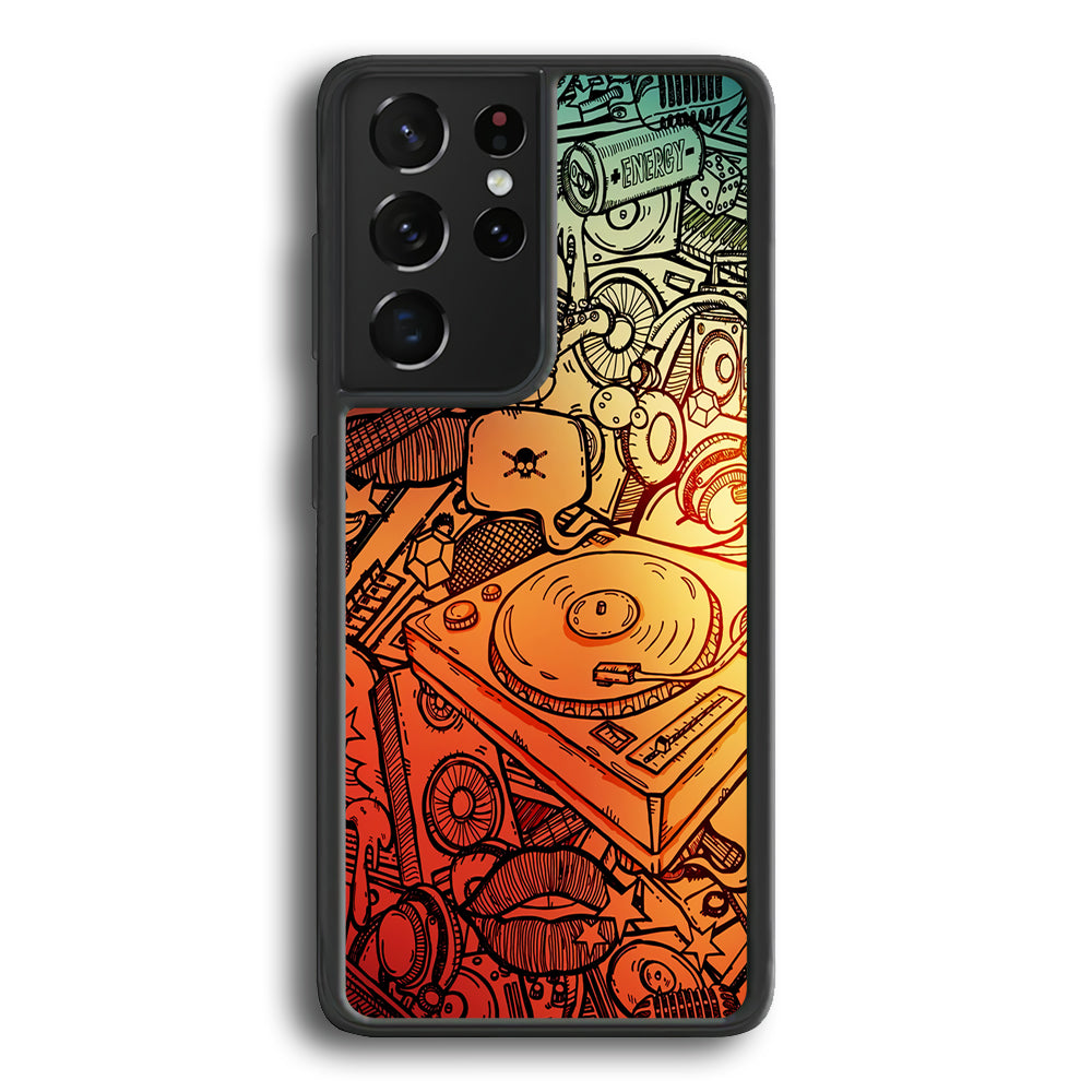 Music Graffiti Art Samsung Galaxy S21 Ultra Case-Phone Case-Rubber Black (2D Case)-Altracase
