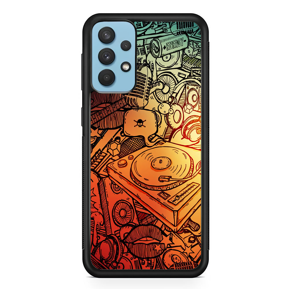 Music Graffiti Art Samsung Galaxy A32 Case-Phone Case-Rubber Black (2D Case)-Altracase