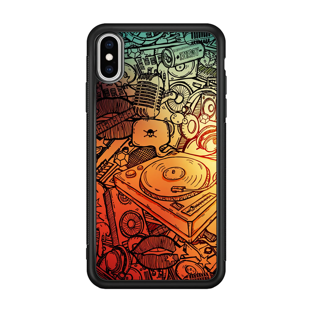 Music Graffiti Art iPhone Xs Case-Phone Case-Rubber Black (2D Case)-Altracase