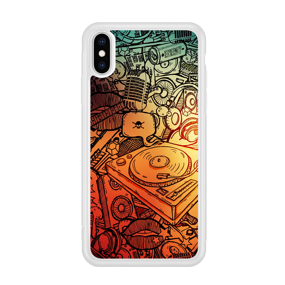 Music Graffiti Art iPhone Xs Case-Phone Case-Rubber White (2D Case)-Altracase
