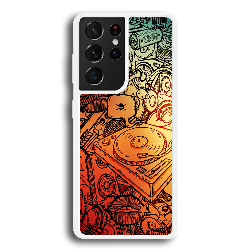 Music Graffiti Art Samsung Galaxy S21 Ultra Case-Phone Case-Rubber White (2D Case)-Altracase
