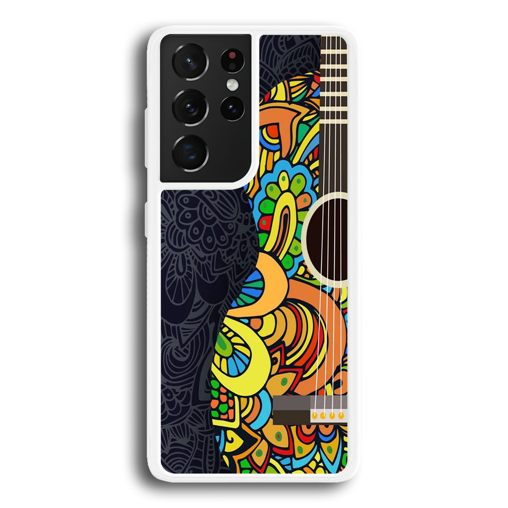 Music Guitar Art 001 Samsung Galaxy S21 Ultra Case-Phone Case-Rubber White (2D Case)-Altracase