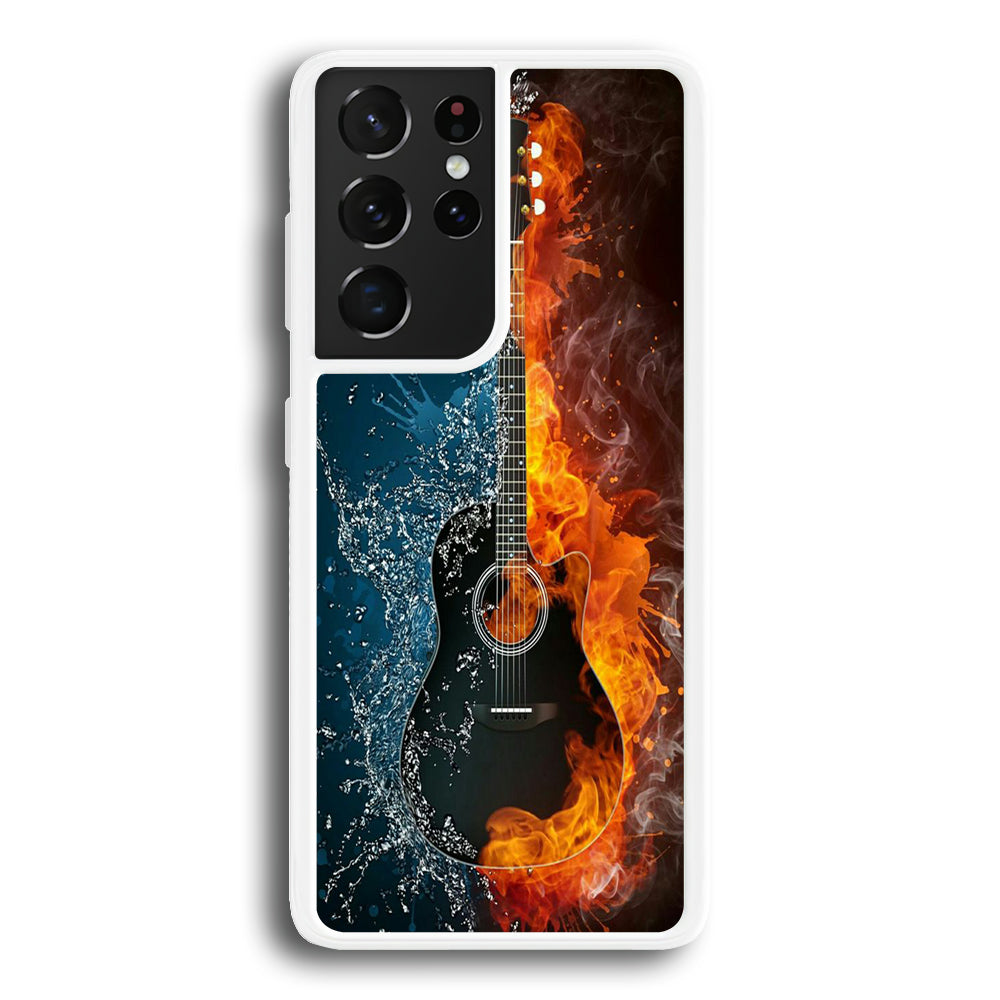 Music Guitar Art 002 Samsung Galaxy S21 Ultra Case-Phone Case-Rubber White (2D Case)-Altracase