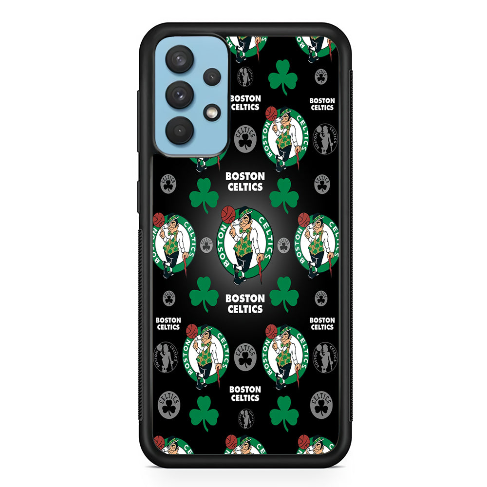 NBA Boston Celtic Basketball 001 Samsung Galaxy A32 Case-Phone Case-Rubber Black (2D Case)-Altracase