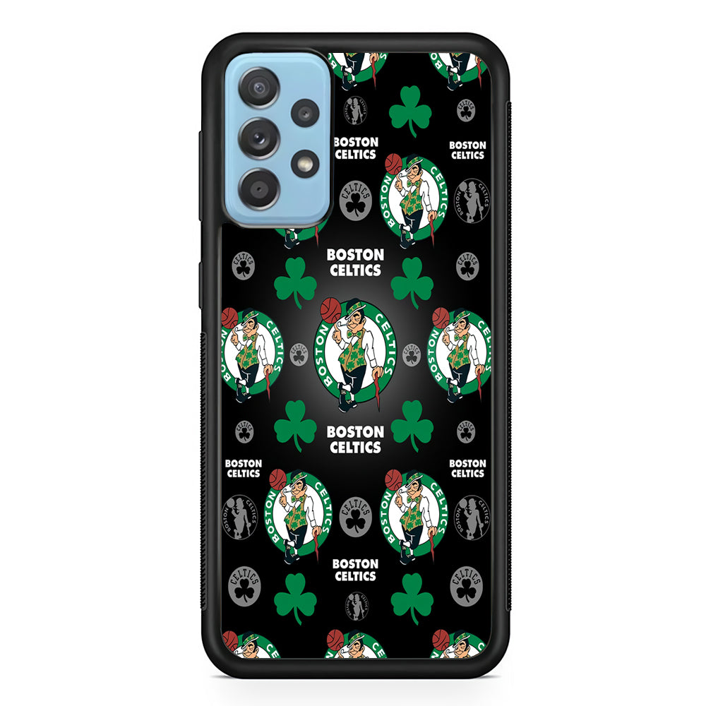 NBA Boston Celtic Basketball 001 Samsung Galaxy A72 Case-Phone Case-Rubber Black (2D Case)-Altracase