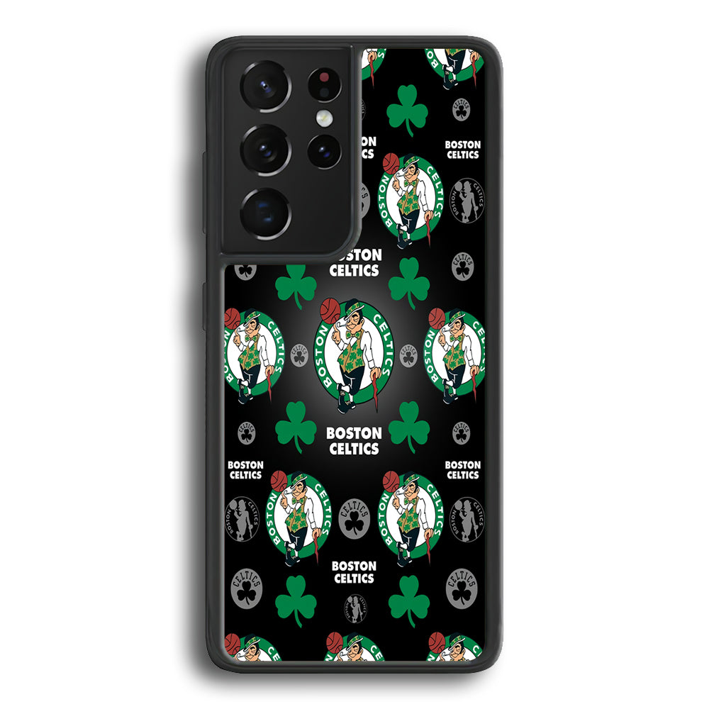 NBA Boston Celtic Basketball 001 Samsung Galaxy S21 Ultra Case-Phone Case-Rubber Black (2D Case)-Altracase