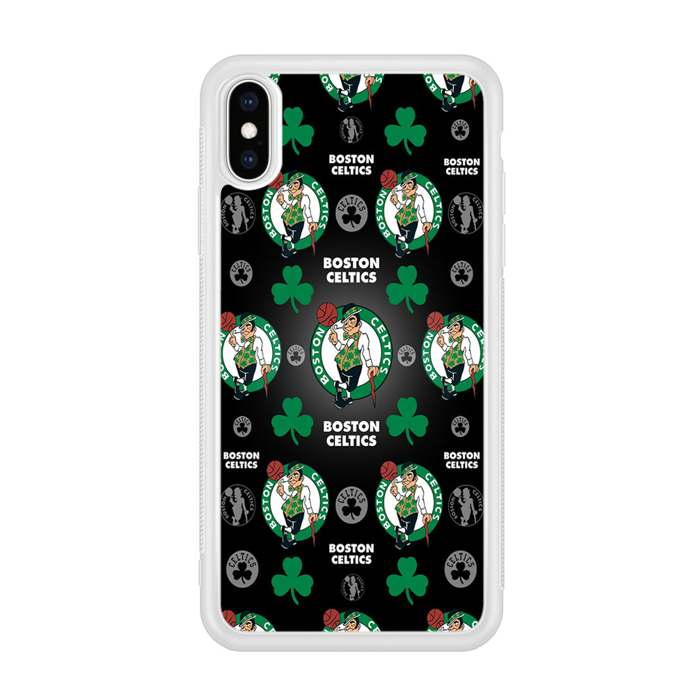 NBA Boston Celtic Basketball 001 iPhone Xs Case-Phone Case-Rubber White (2D Case)-Altracase