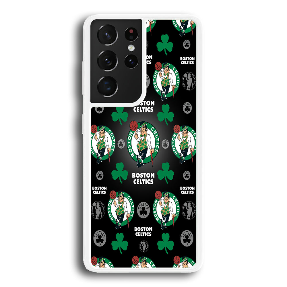 NBA Boston Celtic Basketball 001 Samsung Galaxy S21 Ultra Case-Phone Case-Rubber White (2D Case)-Altracase