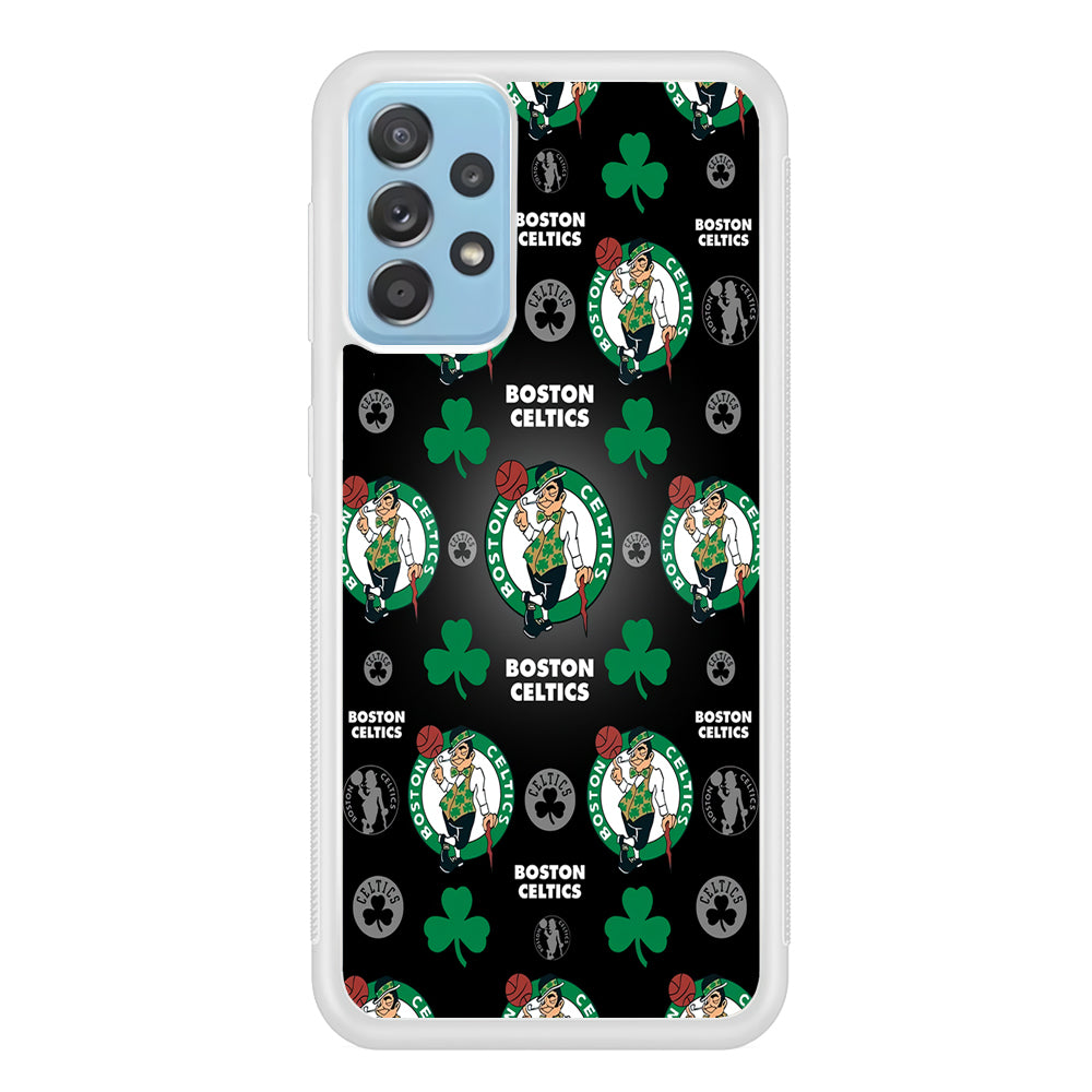 NBA Boston Celtic Basketball 001 Samsung Galaxy A72 Case-Phone Case-Rubber White (2D Case)-Altracase