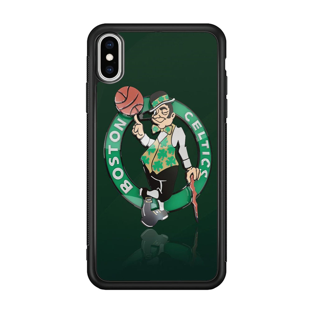 NBA Boston Celtic Basketball 002 iPhone Xs Case-Phone Case-Rubber Black (2D Case)-Altracase