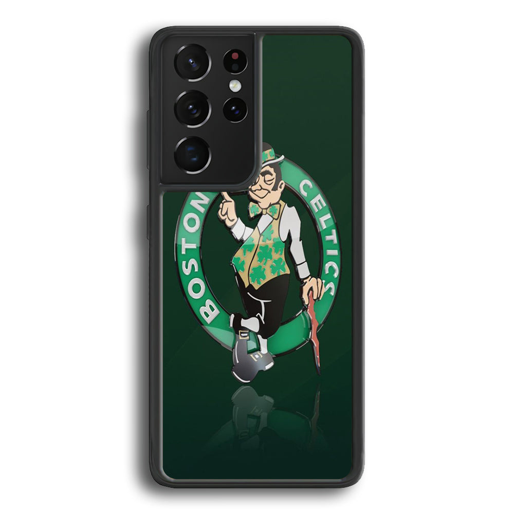 NBA Boston Celtic Basketball 002 Samsung Galaxy S21 Ultra Case-Phone Case-Rubber Black (2D Case)-Altracase