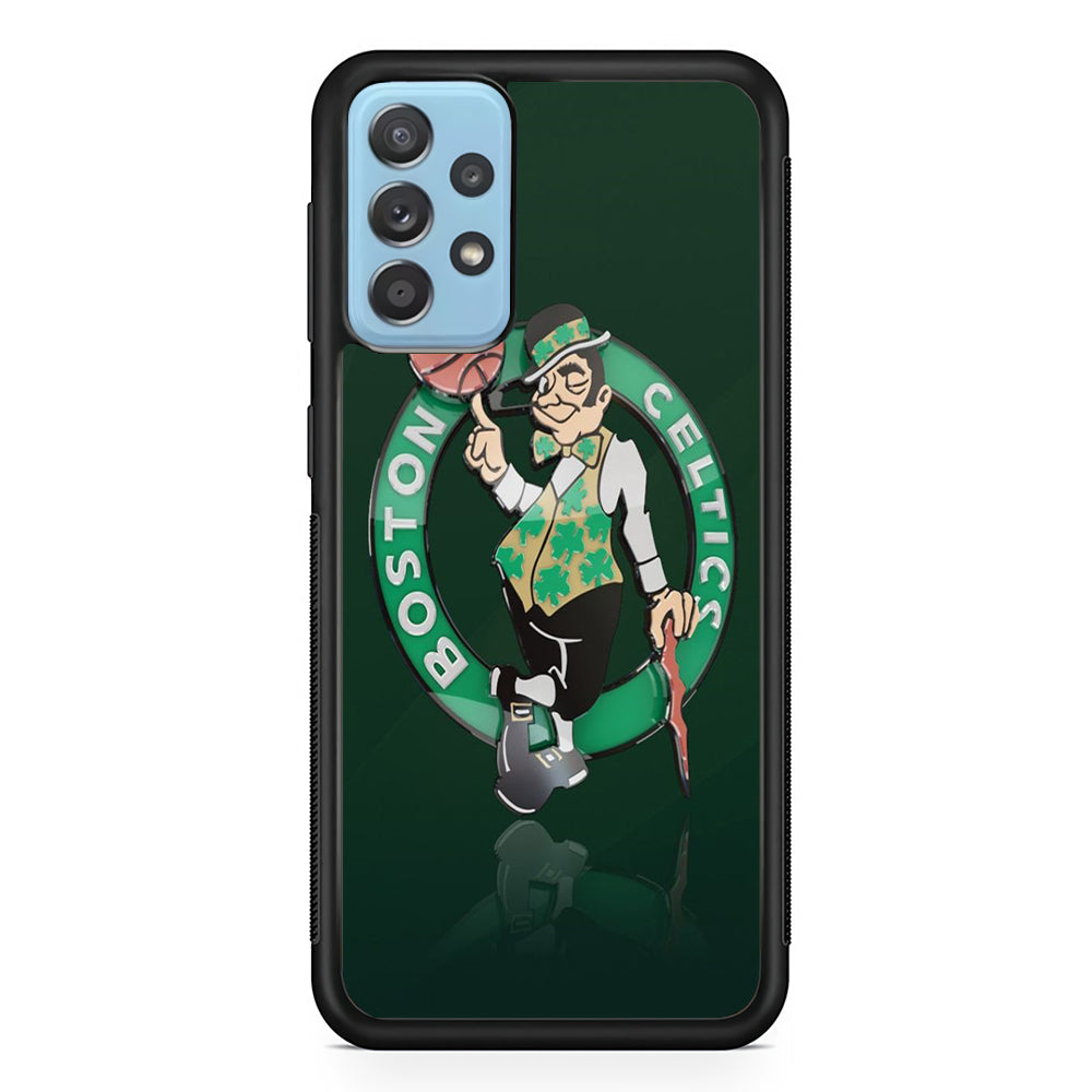 NBA Boston Celtic Basketball 002 Samsung Galaxy A72 Case-Phone Case-Rubber Black (2D Case)-Altracase