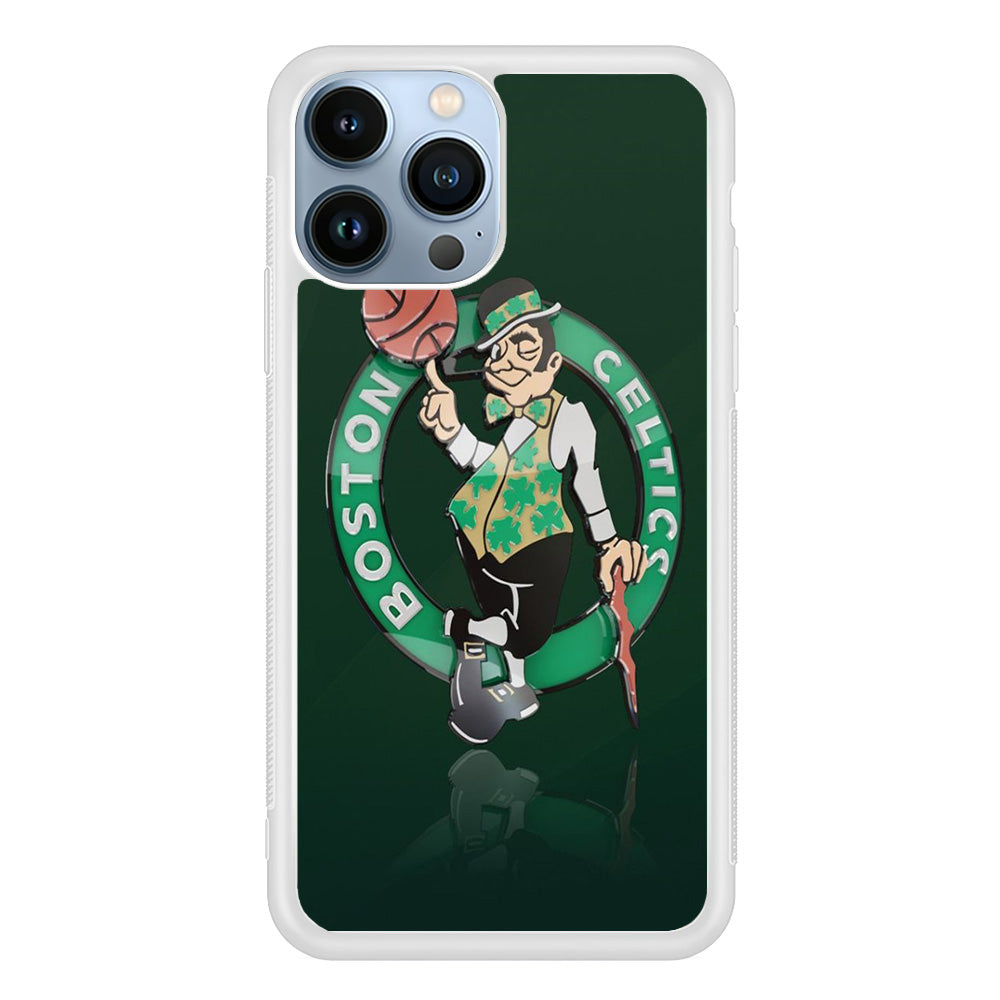 NBA Boston Celtic Basketball 002 iPhone 14 Pro Case-Phone Case-Rubber White (2D Case)-Altracase