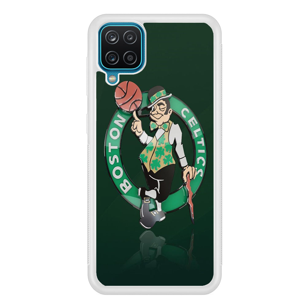 NBA Boston Celtic Basketball 002 Samsung Galaxy A12 Case-Phone Case-Rubber White (2D Case)-Altracase