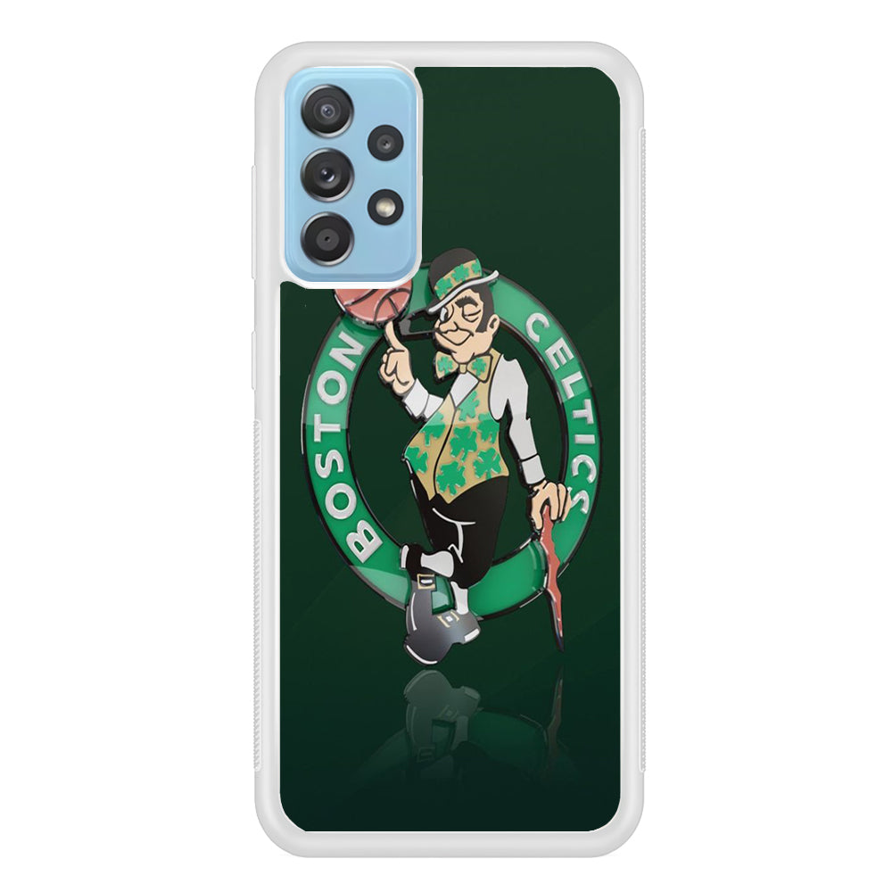 NBA Boston Celtic Basketball 002 Samsung Galaxy A72 Case-Phone Case-Rubber White (2D Case)-Altracase