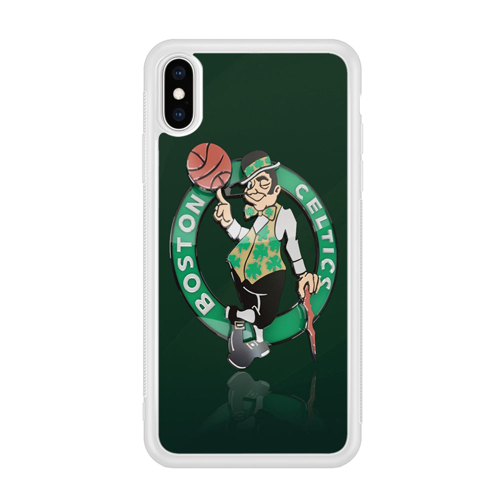 NBA Boston Celtic Basketball 002 iPhone Xs Case-Phone Case-Rubber White (2D Case)-Altracase