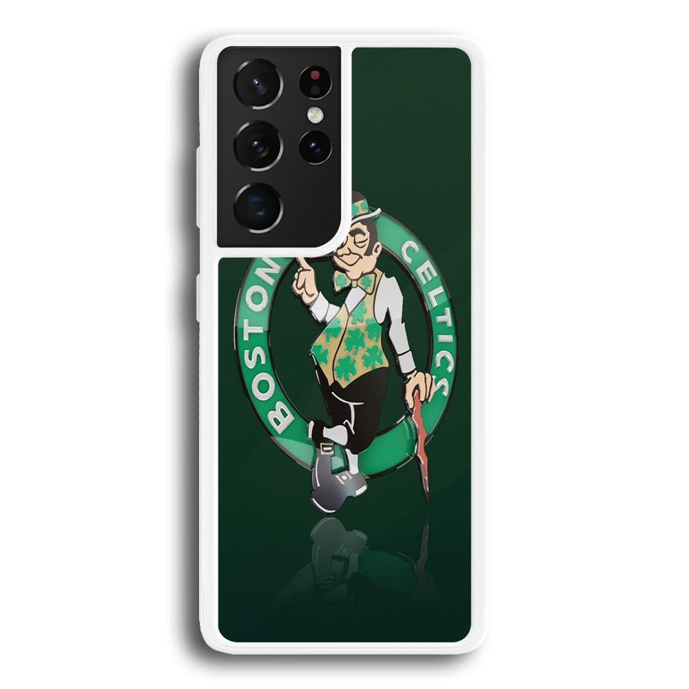 NBA Boston Celtic Basketball 002 Samsung Galaxy S21 Ultra Case-Phone Case-Rubber White (2D Case)-Altracase