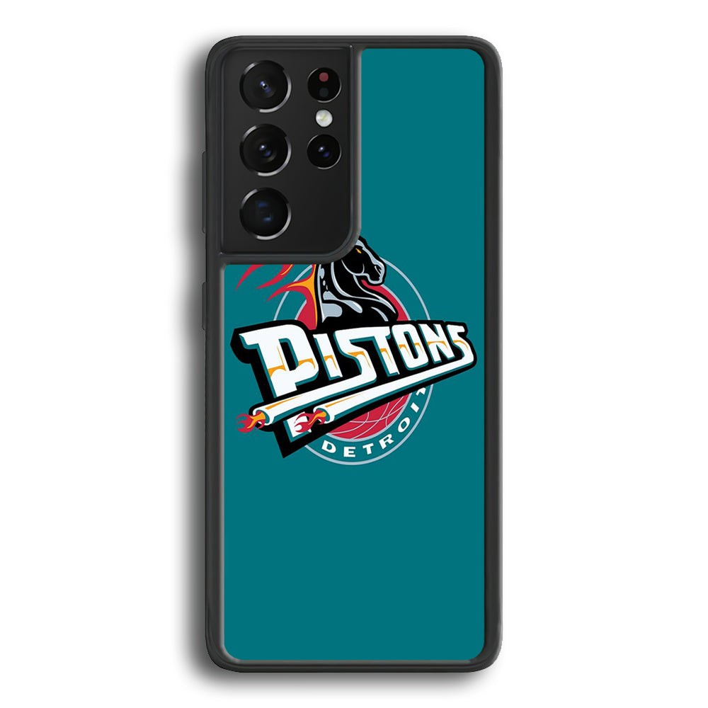 NBA Detroit Pistons Basketball 001 Samsung Galaxy S21 Ultra Case-Phone Case-Rubber Black (2D Case)-Altracase