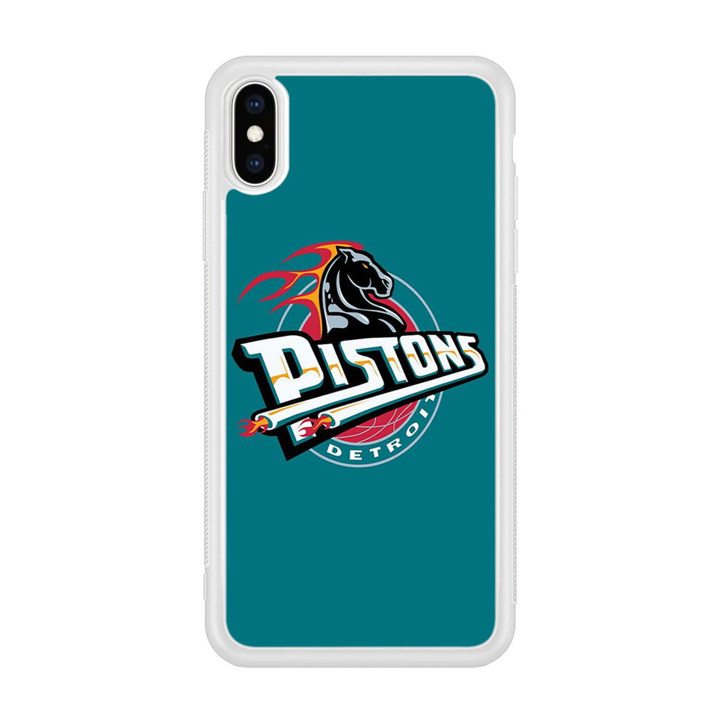 NBA Detroit Pistons Basketball 001 iPhone Xs Case-Phone Case-Rubber White (2D Case)-Altracase
