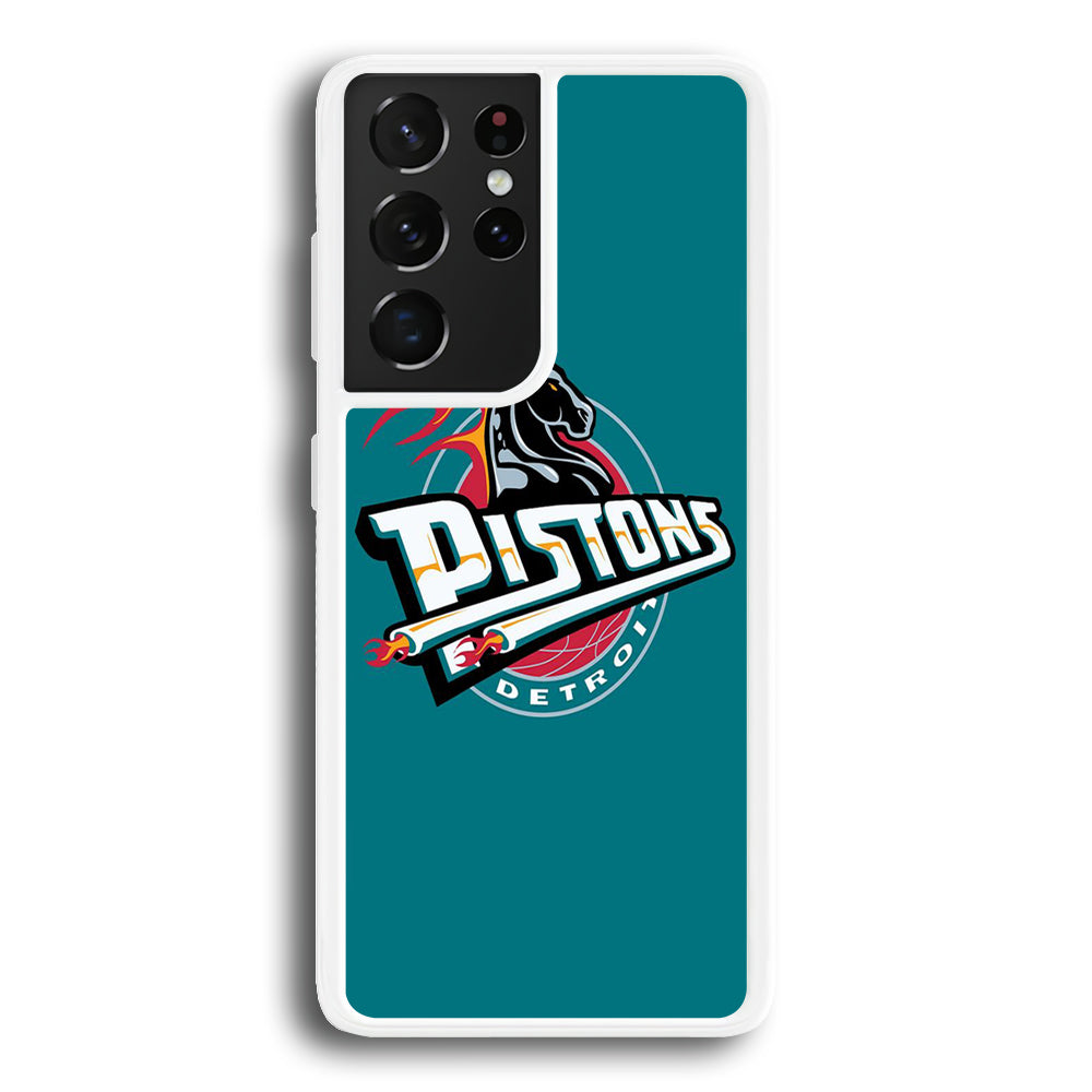 NBA Detroit Pistons Basketball 001 Samsung Galaxy S21 Ultra Case-Phone Case-Rubber White (2D Case)-Altracase