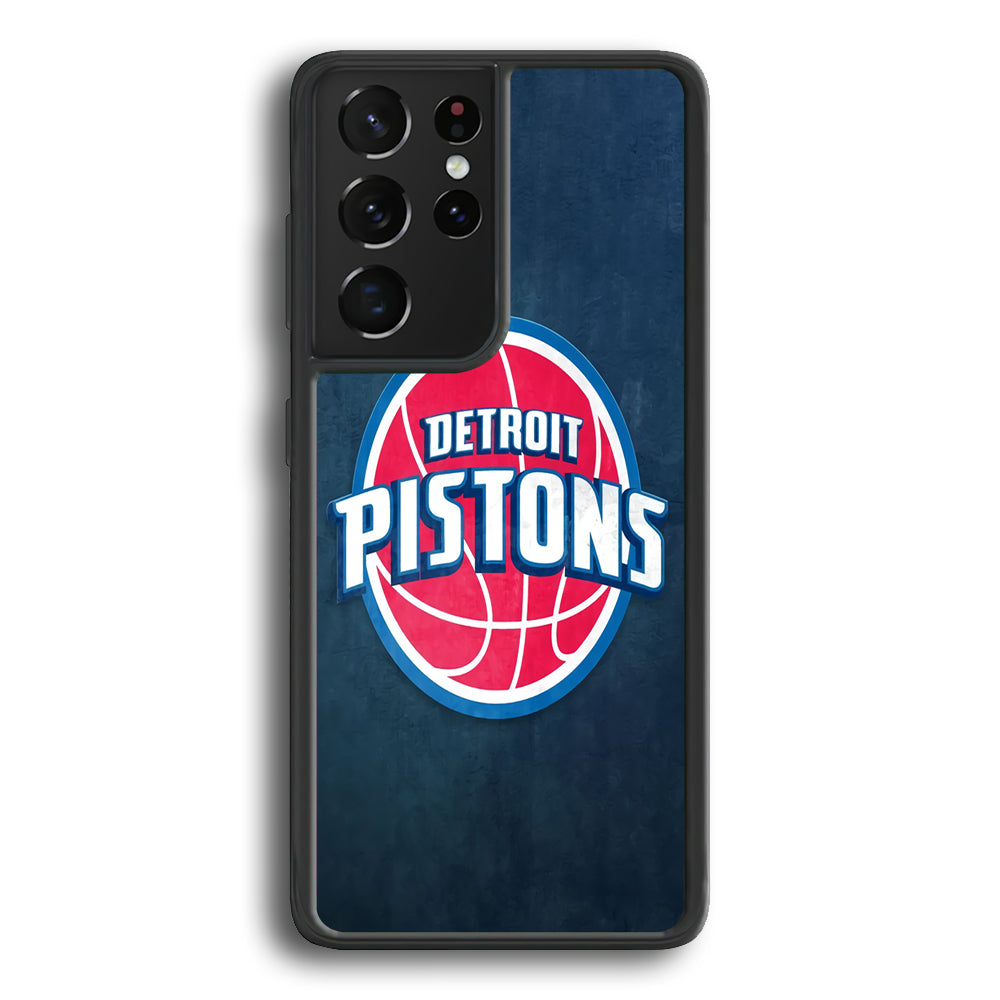 NBA Detroit Pistons Basketball 002 Samsung Galaxy S21 Ultra Case-Phone Case-Rubber Black (2D Case)-Altracase