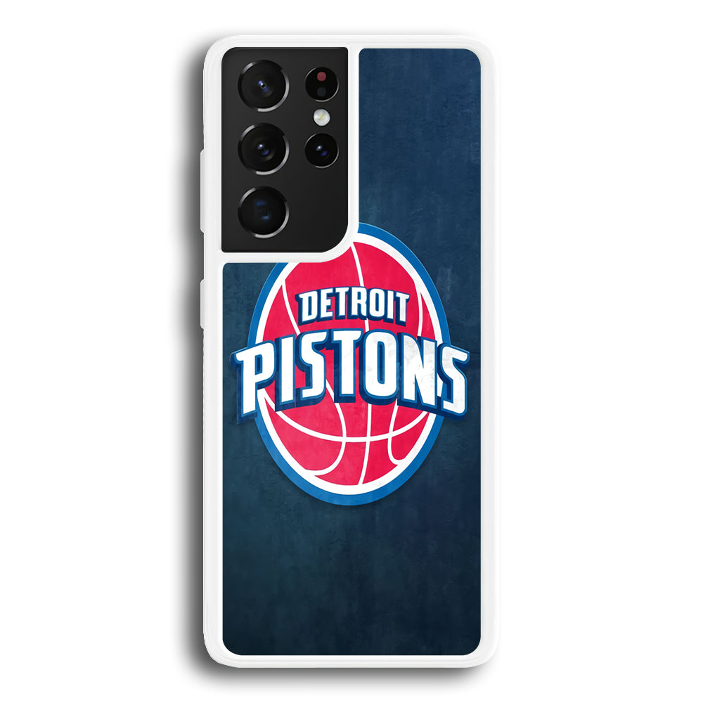 NBA Detroit Pistons Basketball 002 Samsung Galaxy S21 Ultra Case-Phone Case-Rubber White (2D Case)-Altracase