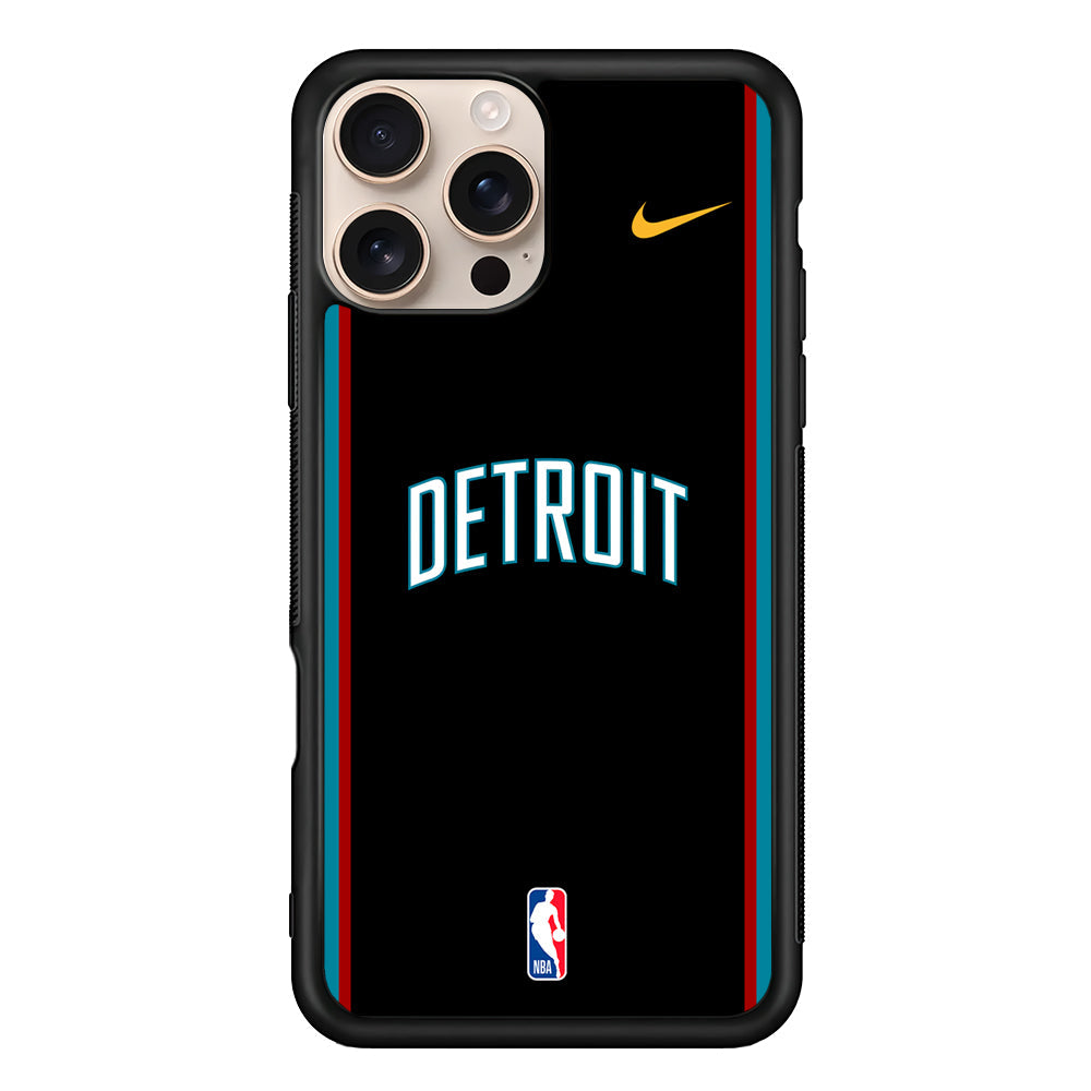 NBA Detroit Pistons Black Nike iPhone 16 Pro Max Case - Altracase