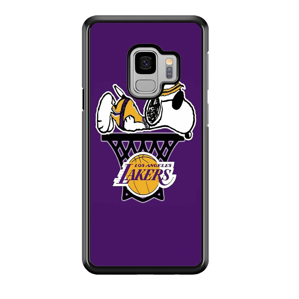 NBA Lakers Snoopy Basketball Samsung Galaxy S9 Case-Phone Case-Rubber Black (2D Case)-Altracase