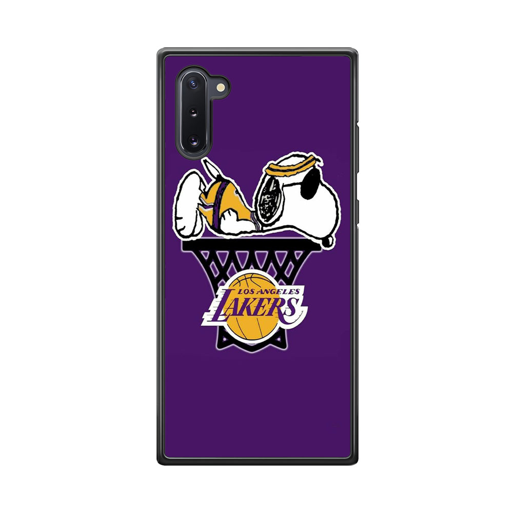 NBA Lakers Snoopy Basketball Samsung Galaxy Note 10 Case-Phone Case-Rubber Black (2D Case)-Altracase
