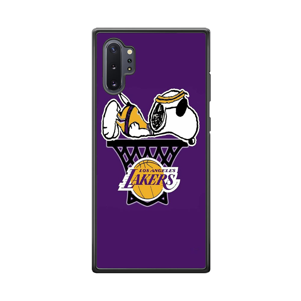 NBA Lakers Snoopy Basketball Samsung Galaxy Note 10 Plus Case-Phone Case-Rubber Black (2D Case)-Altracase