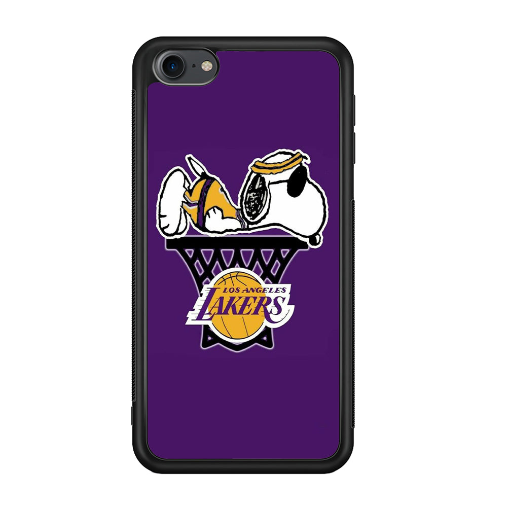 NBA Lakers Snoopy Basketball iPod Touch 6 Case-Phone Case-Rubber Black (2D Case)-Altracase