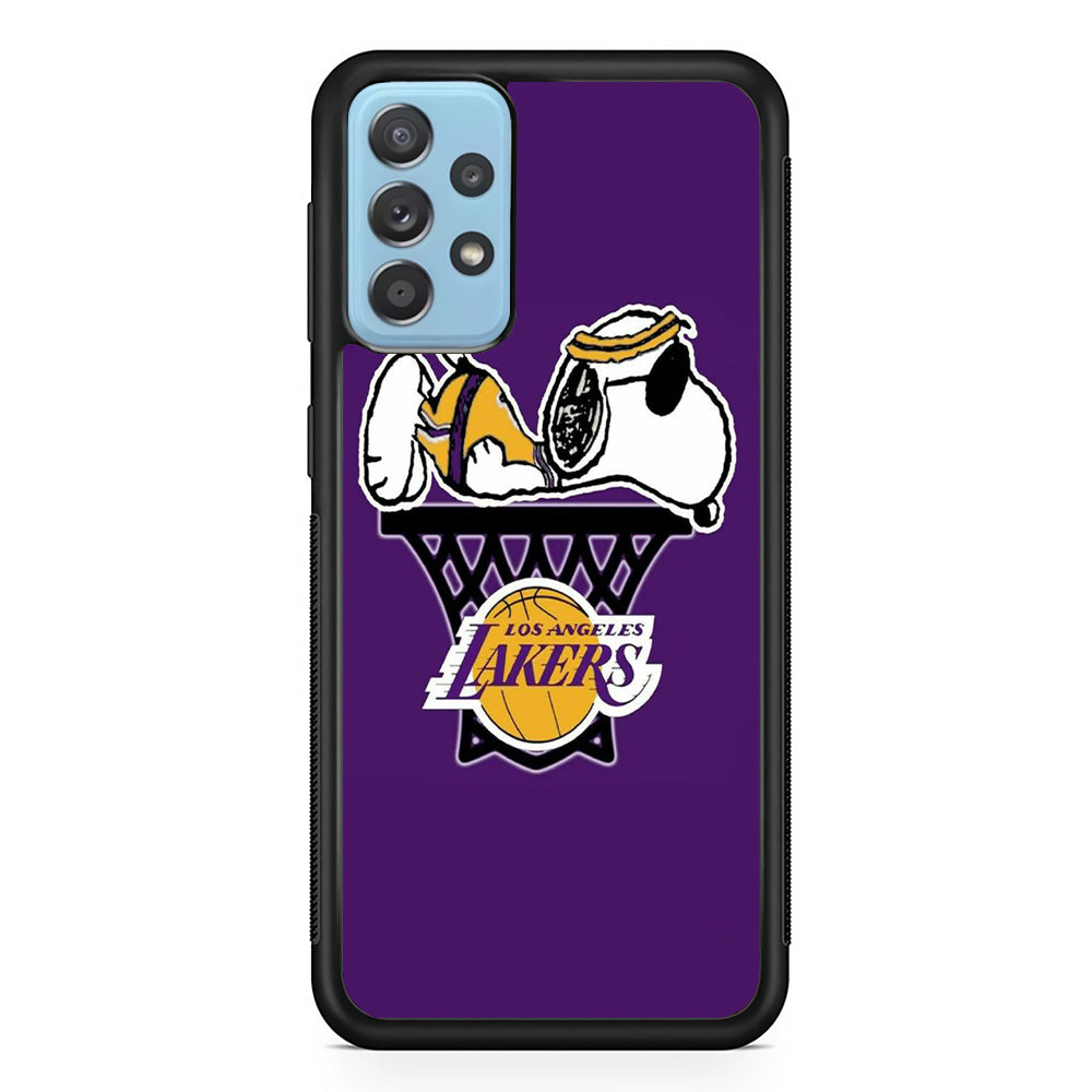 NBA Lakers Snoopy Basketball Samsung Galaxy A72 Case-Phone Case-Rubber Black (2D Case)-Altracase