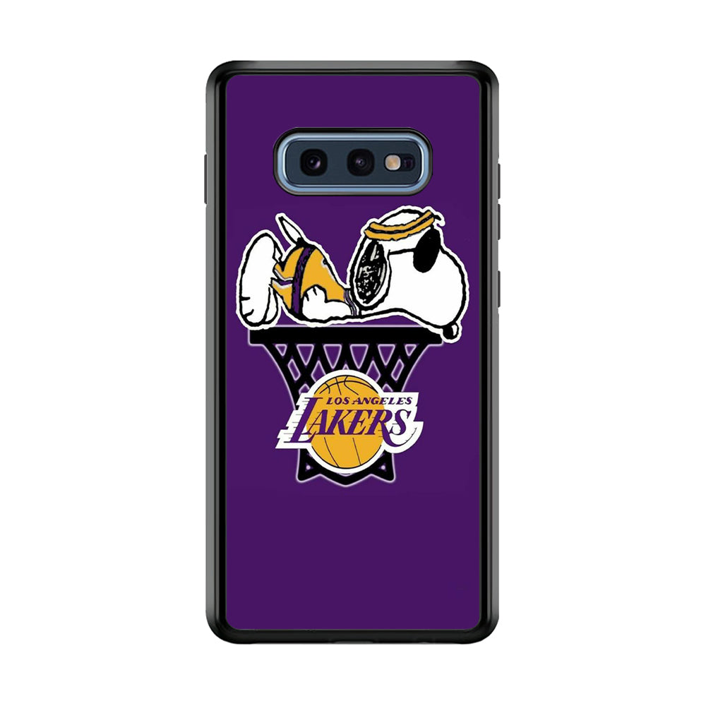 NBA Lakers Snoopy Basketball Samsung Galaxy S10E Case-Phone Case-Rubber Black (2D Case)-Altracase