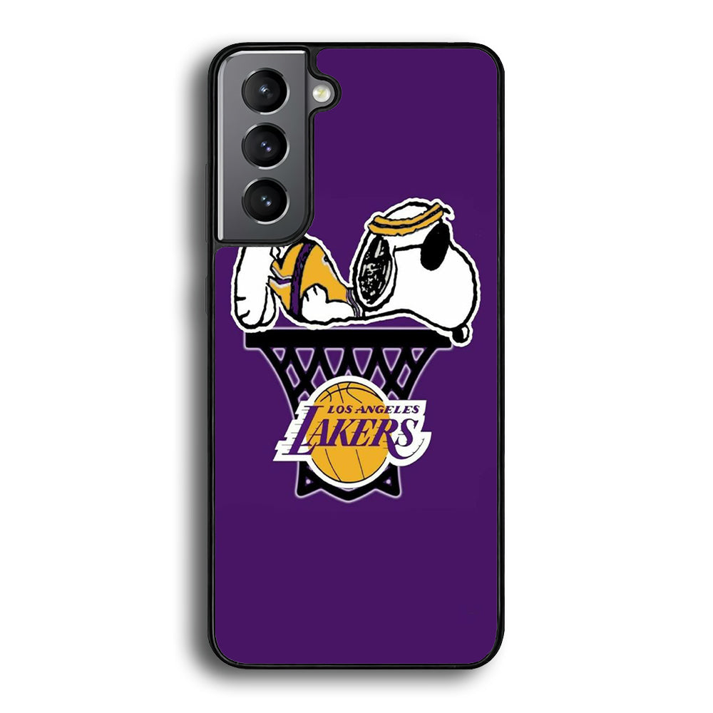 NBA Lakers Snoopy Basketball Samsung Galaxy S24 Case-Phone Case-Rubber Black (2D Case)-Altracase