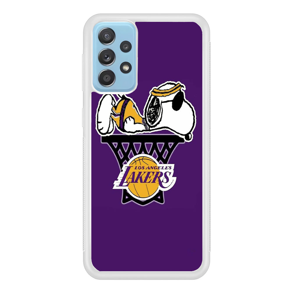 NBA Lakers Snoopy Basketball Samsung Galaxy A72 Case-Phone Case-Rubber White (2D Case)-Altracase