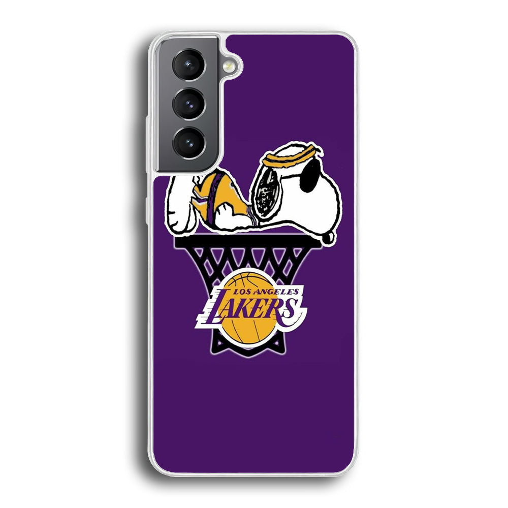 NBA Lakers Snoopy Basketball Samsung Galaxy S23 Case-Phone Case-Rubber White (2D Case)-Altracase