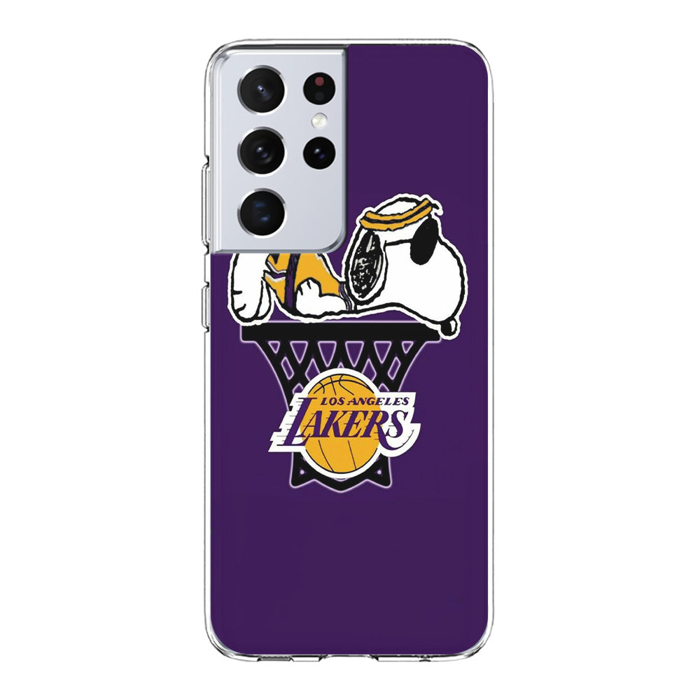 NBA Lakers Snoopy Basketball Samsung Galaxy S21 Ultra Case-Phone Case-Clear Soft Case-Altracase