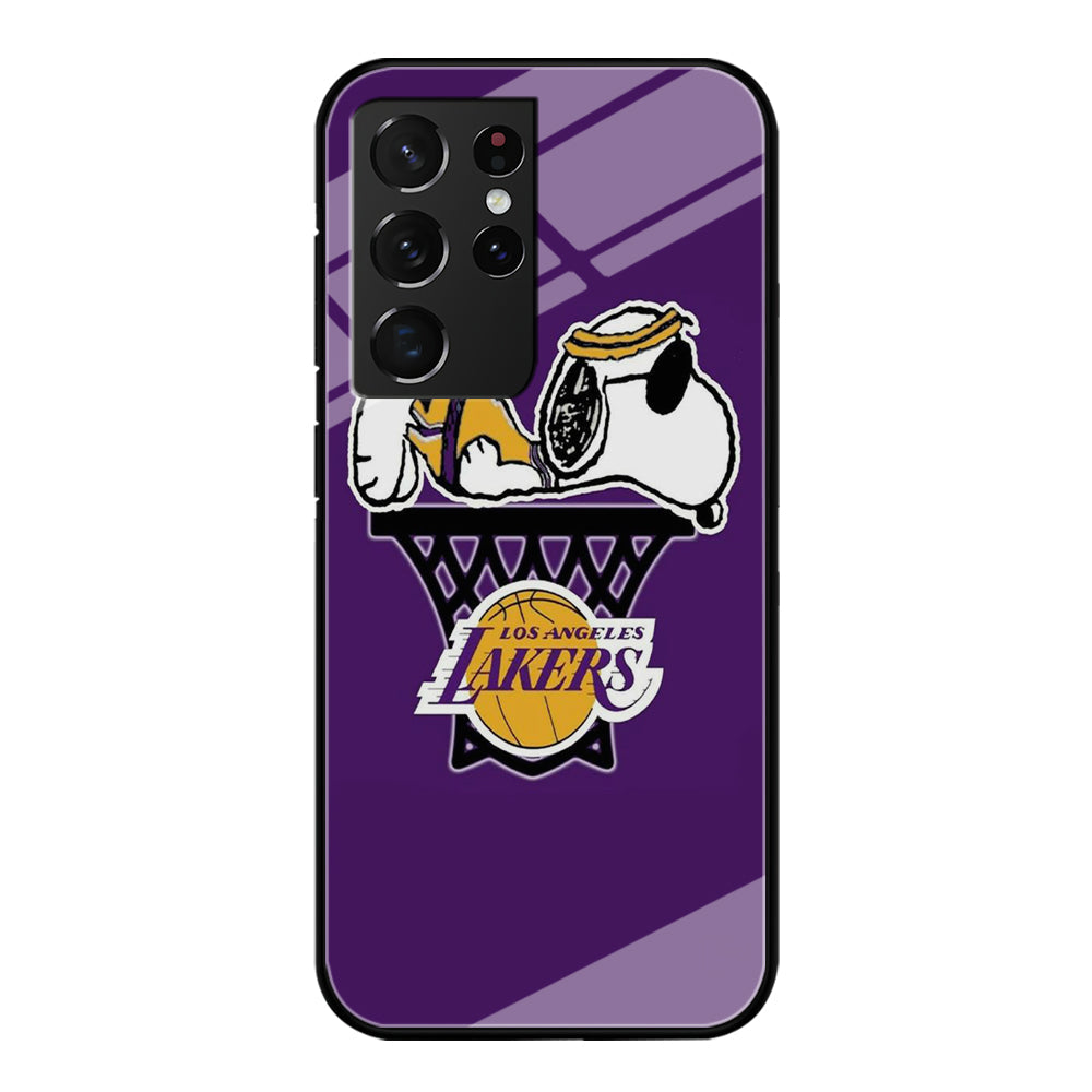 NBA Lakers Snoopy Basketball Samsung Galaxy S22 Ultra Case-Phone Case-Tempered Glass Case-Altracase