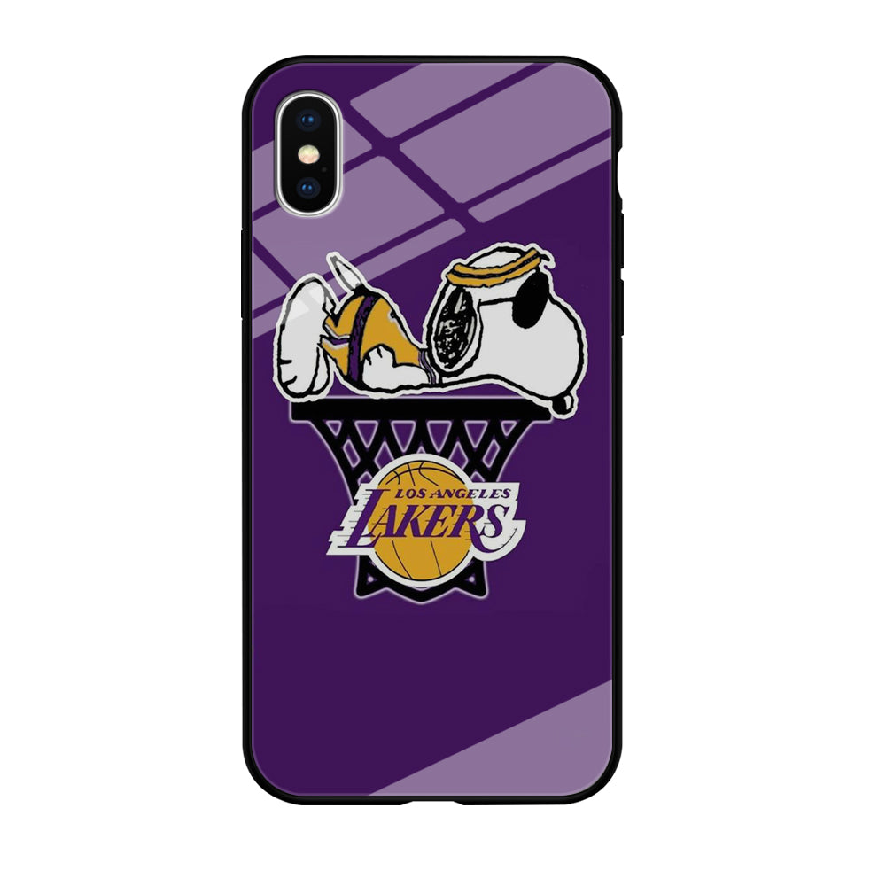 NBA Lakers Snoopy Basketball iPhone Xs Case-Phone Case-Tempered Glass Case-Altracase