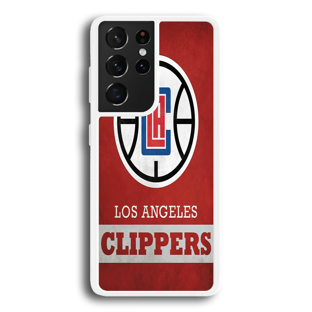 NBA Los Angeles Clippers Basketball 001 Samsung Galaxy S21 Ultra Case-Phone Case-Rubber White (2D Case)-Altracase