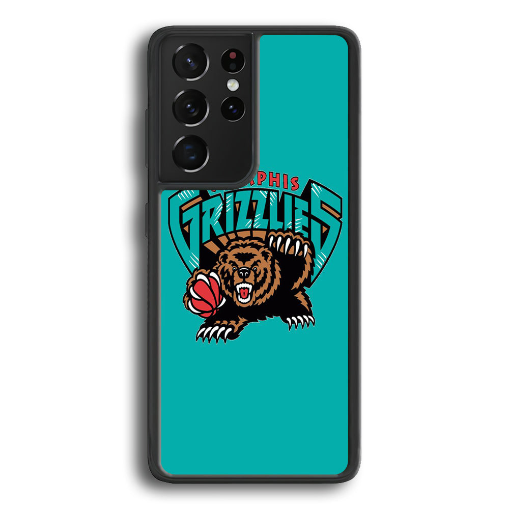 NBA Memphis Grizzlies Basketball 002 Samsung Galaxy S21 Ultra Case-Phone Case-Rubber Black (2D Case)-Altracase