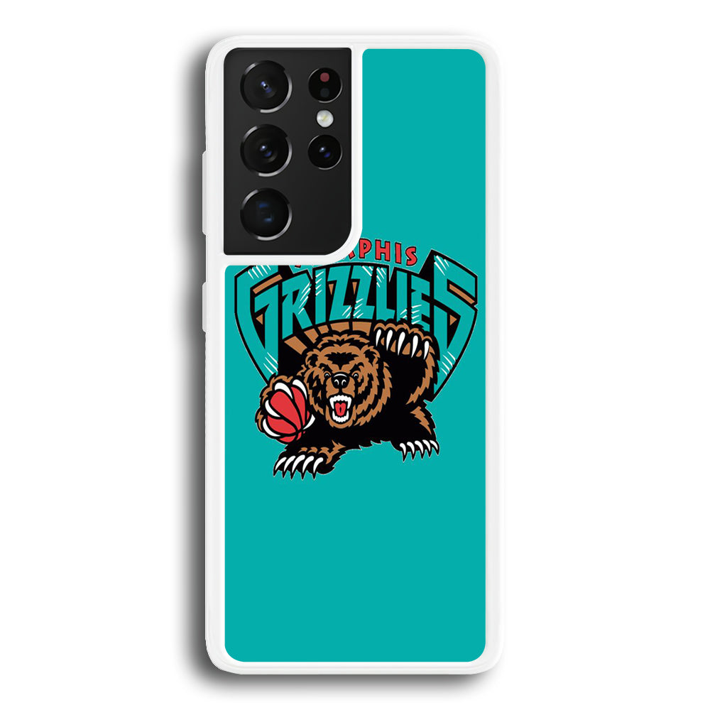 NBA Memphis Grizzlies Basketball 002 Samsung Galaxy S21 Ultra Case-Phone Case-Rubber White (2D Case)-Altracase