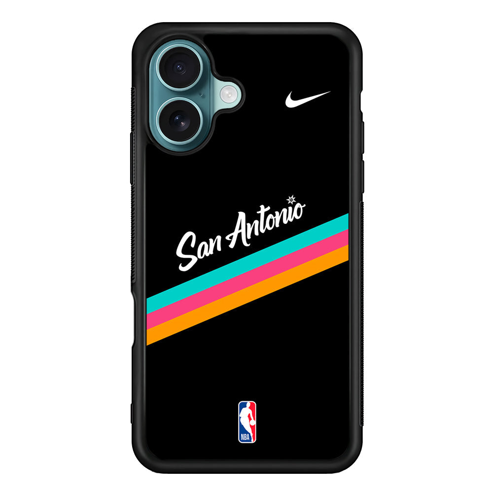 NBA San Antonio Spurs Black Nike iPhone 16 Plus Case - Altracase