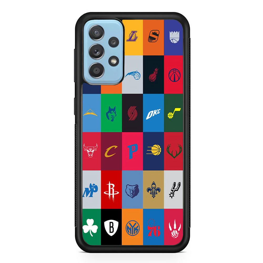 NBA Team Logos Samsung Galaxy A72 Case-Phone Case-Rubber Black (2D Case)-Altracase
