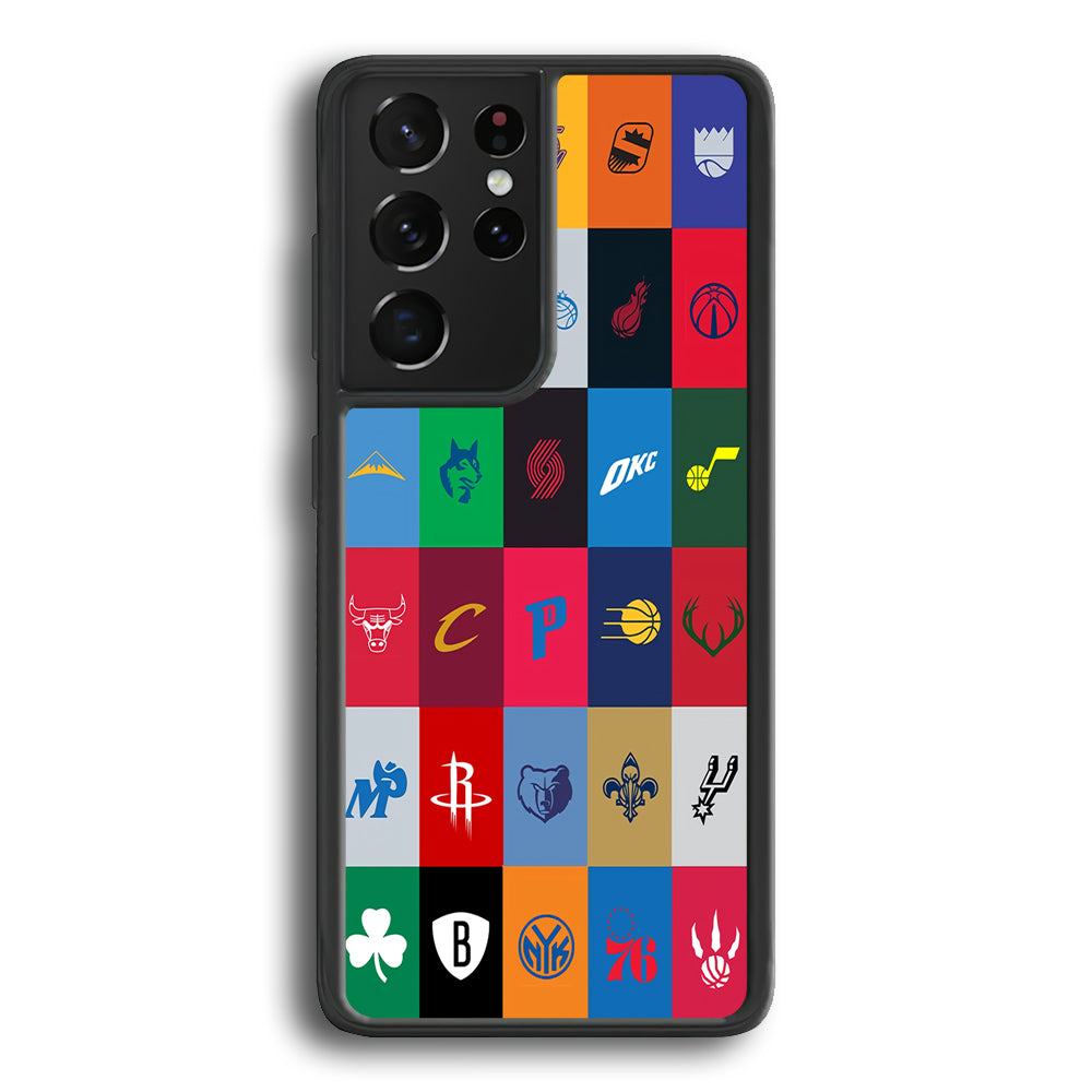 NBA Team Logos Samsung Galaxy S21 Ultra Case-Phone Case-Rubber Black (2D Case)-Altracase
