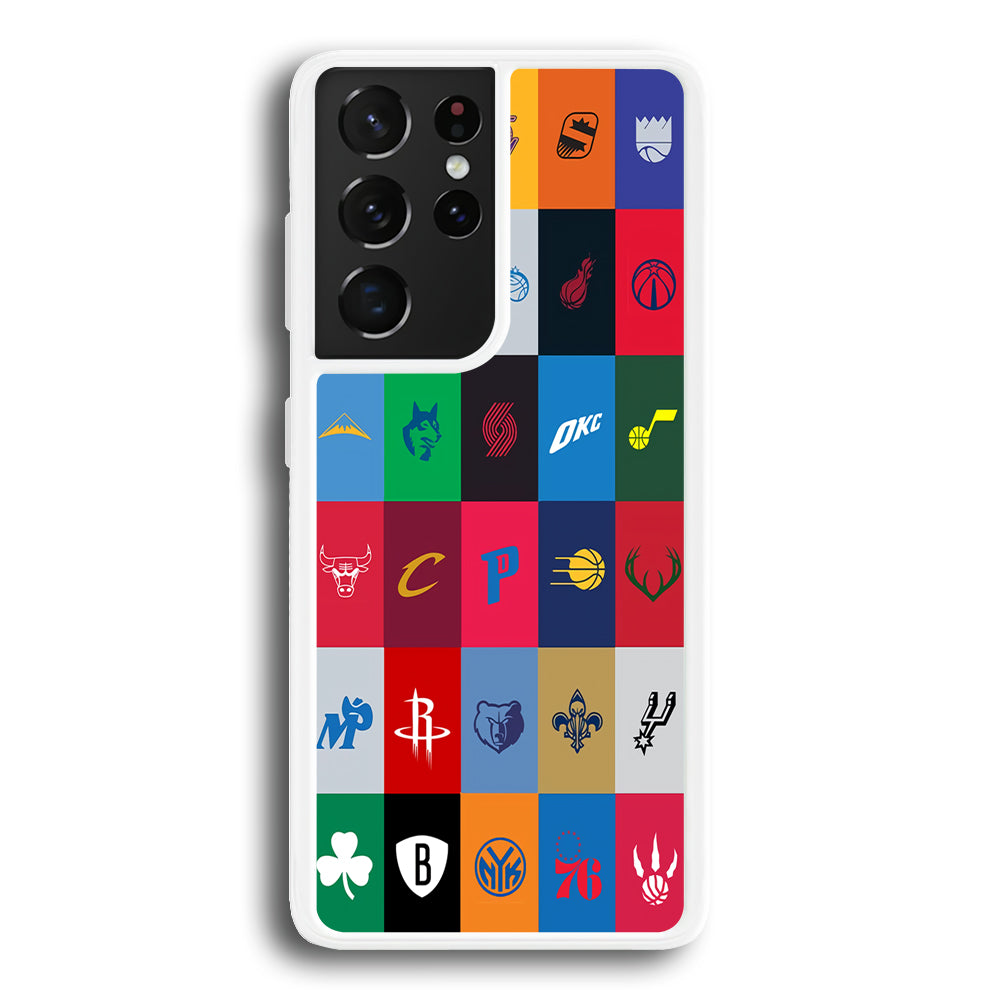 NBA Team Logos Samsung Galaxy S21 Ultra Case-Phone Case-Rubber White (2D Case)-Altracase