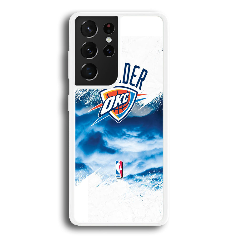NBA Thunder Basketball 002 Samsung Galaxy S21 Ultra Case-Phone Case-Rubber White (2D Case)-Altracase
