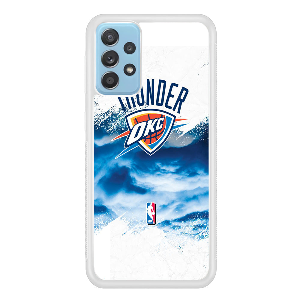 NBA Thunder Basketball 002 Samsung Galaxy A72 Case-Phone Case-Rubber White (2D Case)-Altracase
